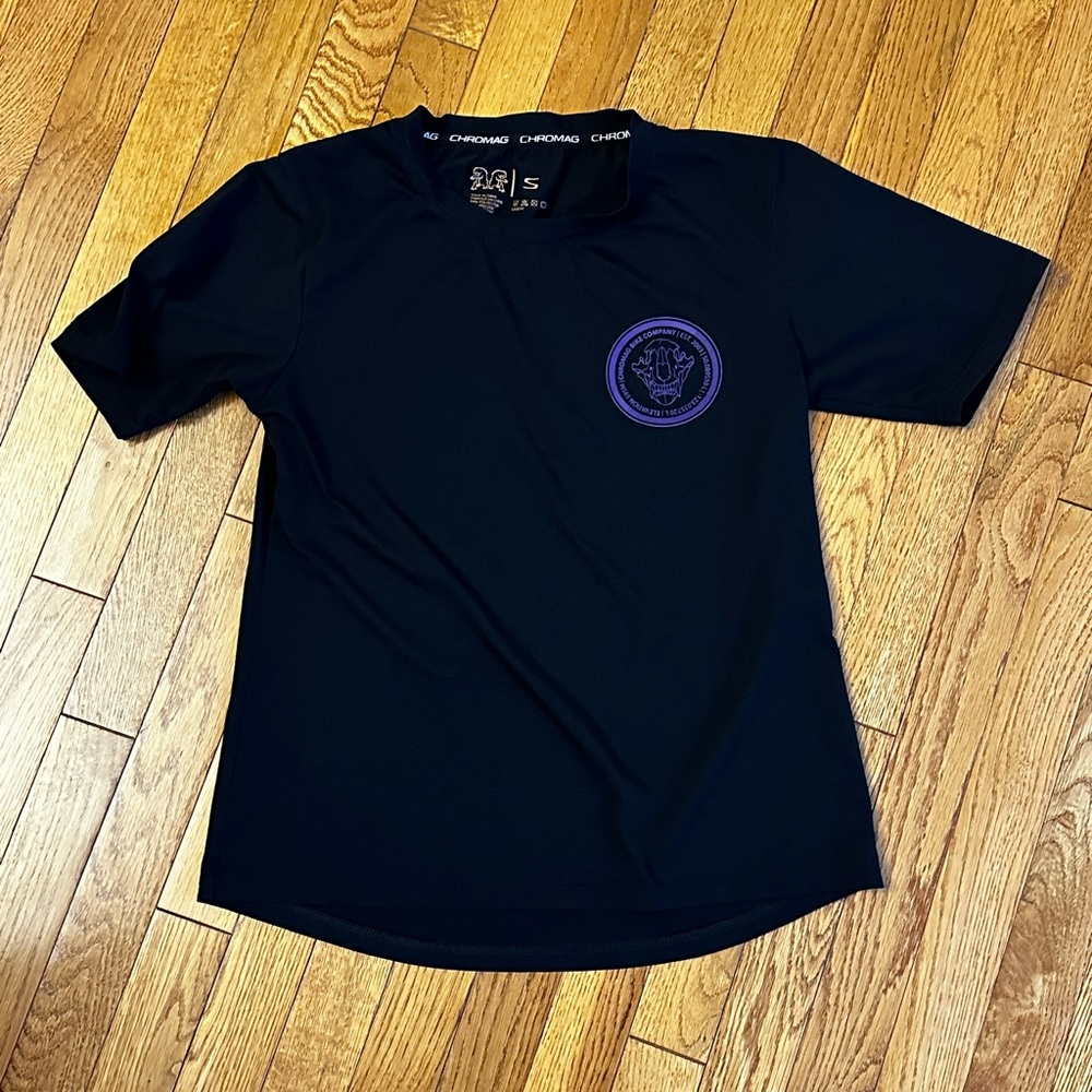 Women’s Chromeg Black Tee with Purple Emblem